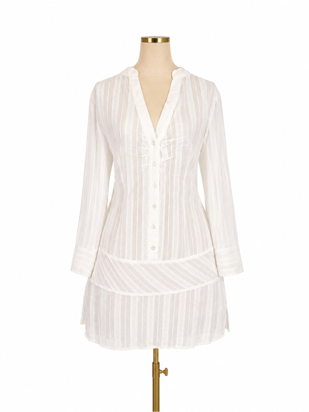 Vintage White Sheer Lace Tunic Blouse